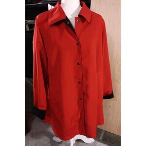 Centigrade Outerwear 1X Ladies Reversible Raincoat Black/Red Snap Front Mid Leng